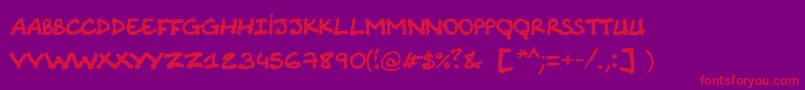 Comicnote Font – Red Fonts on Purple Background