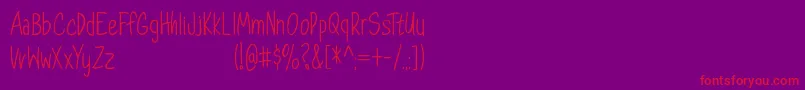 DorathyPersonalUseOnly-Schriftart – Rote Schriften auf violettem Hintergrund