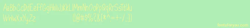 フォントDorathyPersonalUseOnly – 黄色の文字が緑の背景にあります