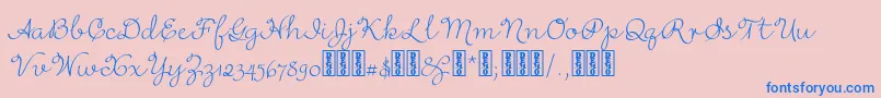 RufusscriptDemo-Schriftart – Blaue Schriften auf rosa Hintergrund