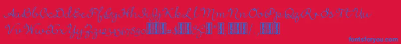 RufusscriptDemo-Schriftart – Blaue Schriften auf rotem Hintergrund