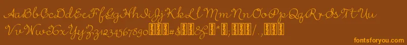 RufusscriptDemo-Schriftart – Orangefarbene Schriften auf braunem Hintergrund