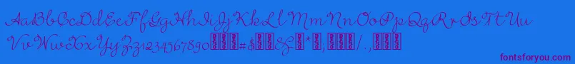 RufusscriptDemo-Schriftart – Violette Schriften auf blauem Hintergrund