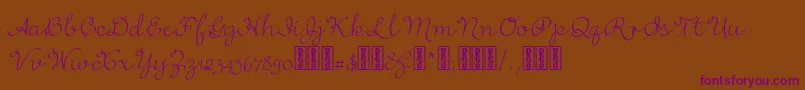 RufusscriptDemo-Schriftart – Violette Schriften auf braunem Hintergrund