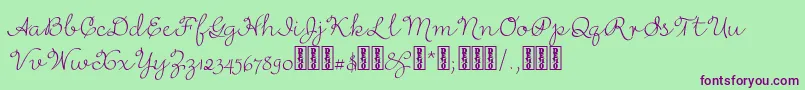 RufusscriptDemo-Schriftart – Violette Schriften auf grünem Hintergrund