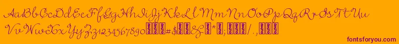 RufusscriptDemo-Schriftart – Violette Schriften auf orangefarbenem Hintergrund