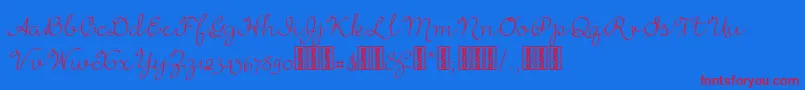 RufusscriptDemo-Schriftart – Rote Schriften auf blauem Hintergrund