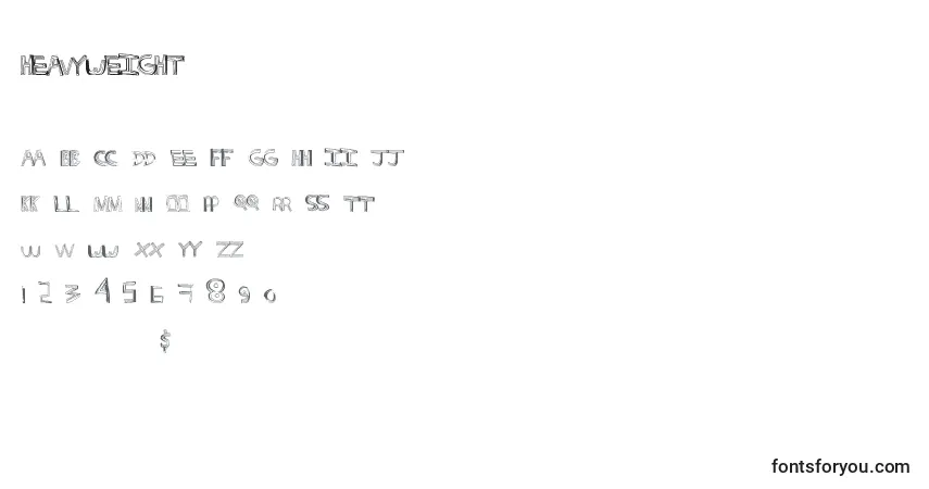 Czcionka Heavyweight – alfabet, cyfry, specjalne znaki