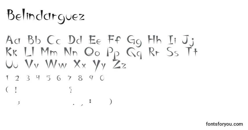 A fonte Belindarguez – alfabeto, números, caracteres especiais