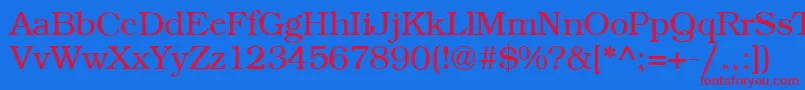 BookplateRegular Font – Red Fonts on Blue Background