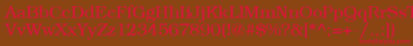 フォントBookplateRegular – 赤い文字が茶色の背景にあります。