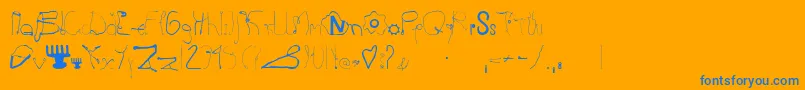 Kurzwaren Font – Blue Fonts on Orange Background