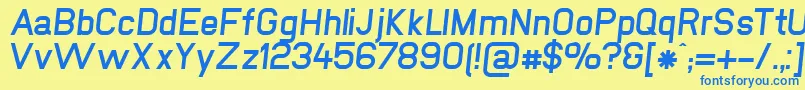 NewmediaFettKursiv Font – Blue Fonts on Yellow Background