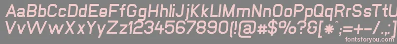 NewmediaFettKursiv-fontti – vaaleanpunaiset fontit harmaalla taustalla