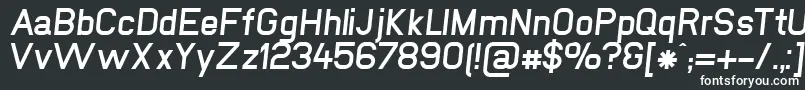 NewmediaFettKursiv-fontti – valkoiset fontit mustalla taustalla
