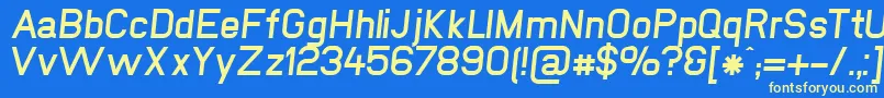 NewmediaFettKursiv Font – Yellow Fonts on Blue Background