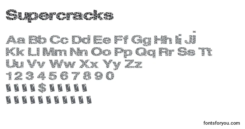 Шрифт Supercracks – алфавит, цифры, специальные символы