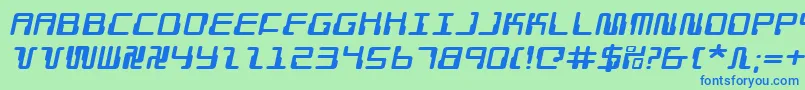 DroidLoverExpandedItalic Font – Blue Fonts on Green Background