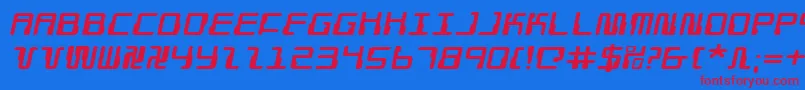 DroidLoverExpandedItalic Font – Red Fonts on Blue Background