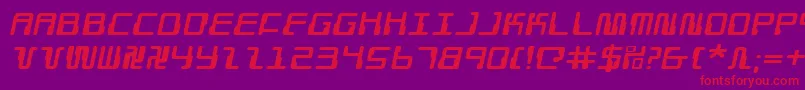 DroidLoverExpandedItalic Font – Red Fonts on Purple Background