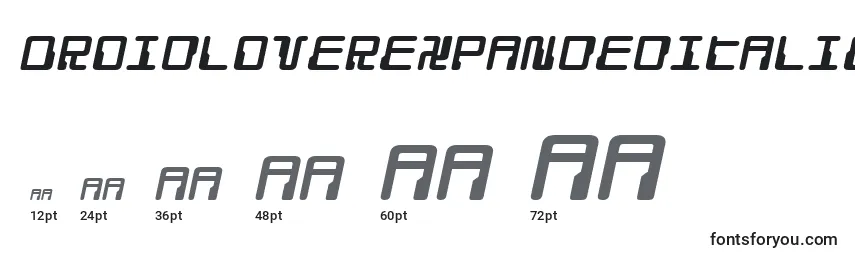 DroidLoverExpandedItalic Font Sizes