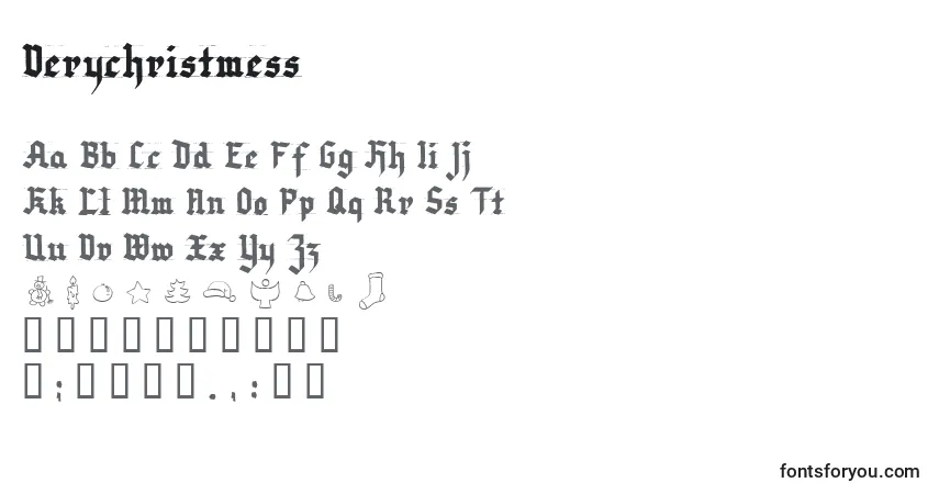 Шрифт Verychristmess – алфавит, цифры, специальные символы