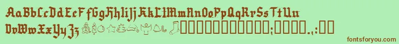 フォントVerychristmess – 緑の背景に茶色のフォント