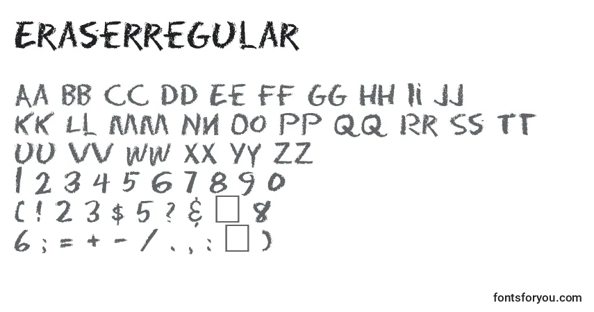 Czcionka Eraserregular – alfabet, cyfry, specjalne znaki