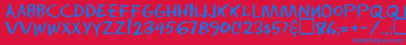 Eraserregular-fontti – siniset fontit punaisella taustalla