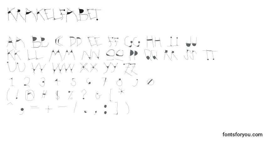 Schriftart Krakelfabet – Alphabet, Zahlen, spezielle Symbole