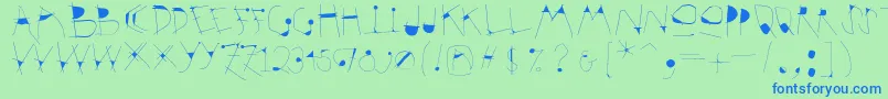 Krakelfabet Font – Blue Fonts on Green Background