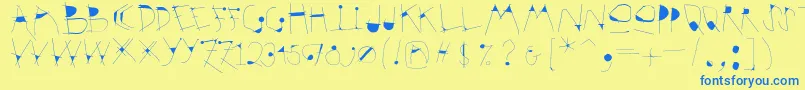 Weitere Informationen zur Krakelfabet-Schriftart Krakelfabet-Schriftart – Blaue Schriften auf gelbem Hintergrund