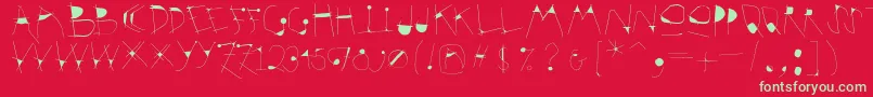 Krakelfabet Font – Green Fonts on Red Background