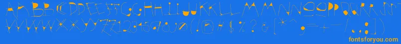 Fonte Krakelfabet – fontes laranjas em um fundo azul