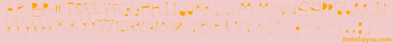 Krakelfabet-Schriftart – Orangefarbene Schriften auf rosa Hintergrund