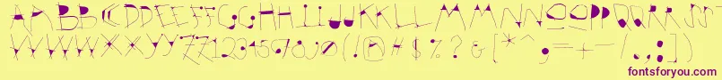 Krakelfabet Font – Purple Fonts on Yellow Background