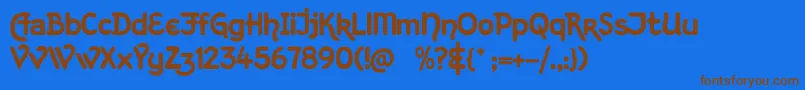 KingthingsHand Font – Brown Fonts on Blue Background