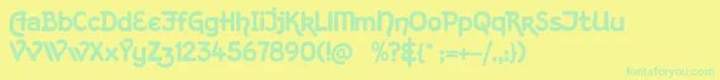 フォントKingthingsHand – 黄色い背景に緑の文字