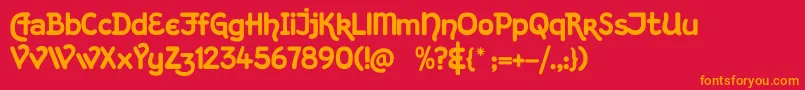 KingthingsHand-Schriftart – Orangefarbene Schriften auf rotem Hintergrund