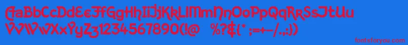 KingthingsHand Font – Red Fonts on Blue Background