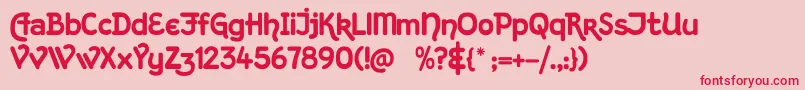 フォントKingthingsHand – ピンクの背景に赤い文字