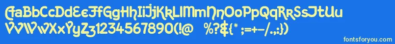 KingthingsHand Font – Yellow Fonts on Blue Background