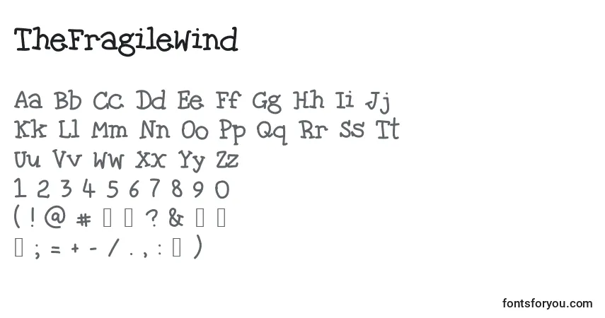 Schriftart TheFragileWind – Alphabet, Zahlen, spezielle Symbole