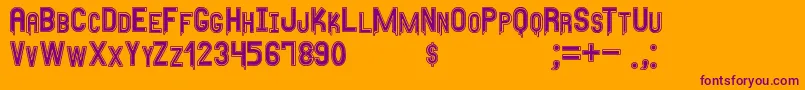 AnyMeritousSt-Schriftart – Violette Schriften auf orangefarbenem Hintergrund