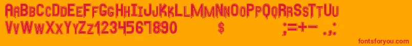 フォントAnyMeritousSt – オレンジの背景に赤い文字