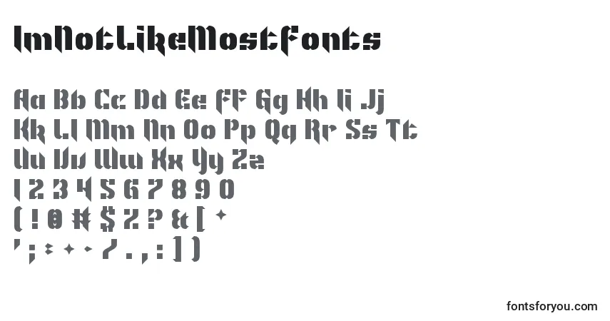 Schriftart ImNotLikeMostFonts – Alphabet, Zahlen, spezielle Symbole