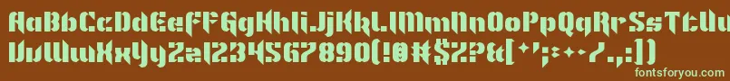 フォントImNotLikeMostFonts – 緑色の文字が茶色の背景にあります。