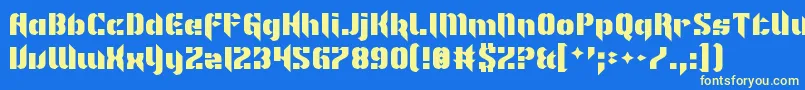 Fonte ImNotLikeMostFonts – fontes amarelas em um fundo azul
