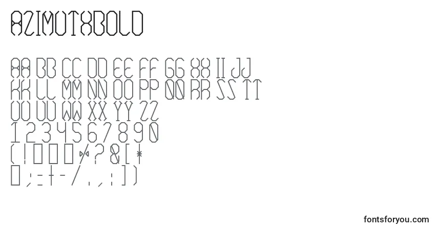 A fonte AzimuthBold – alfabeto, números, caracteres especiais
