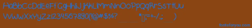 CrazyBunny-Schriftart – Blaue Schriften auf braunem Hintergrund